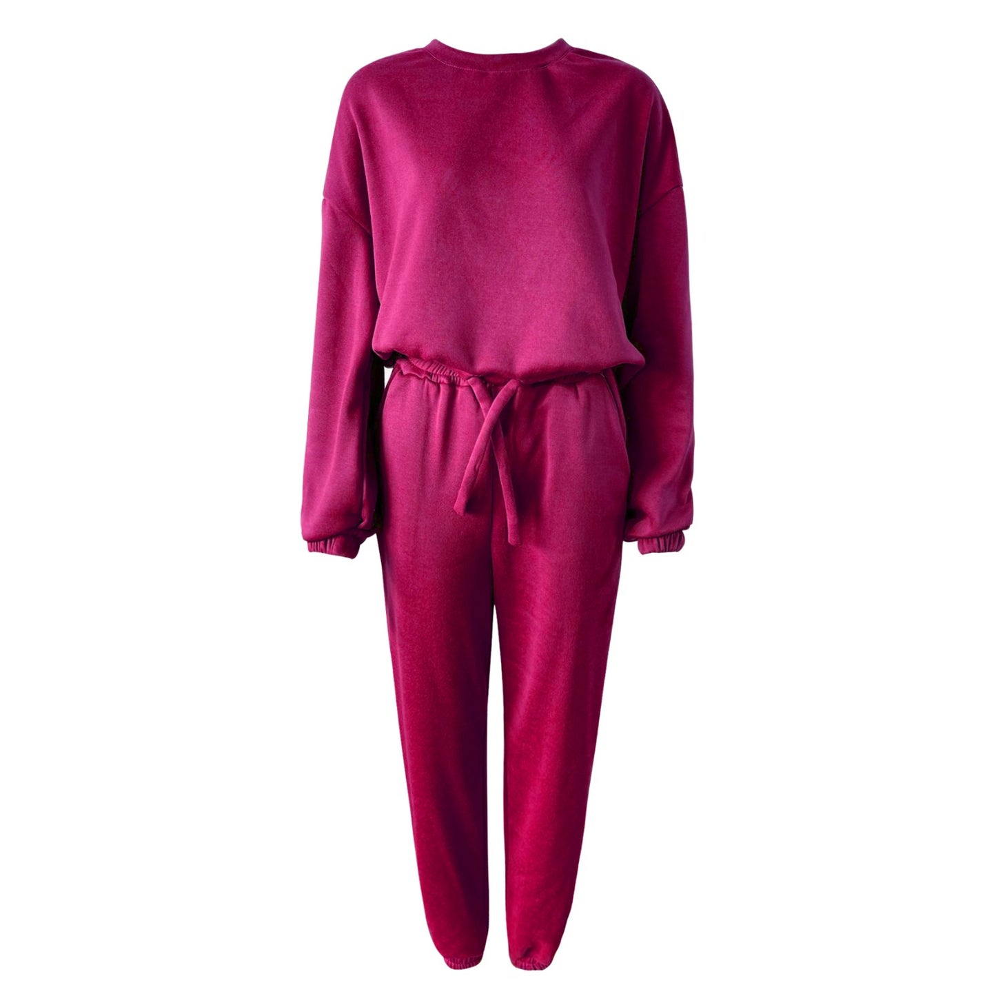 Women's Solid Color Round Neck Sweatshirt Pants Women Petite Womens Winter Apparel
