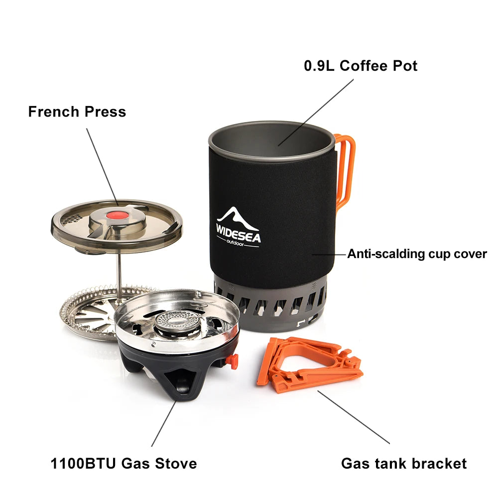 Widesea Camping Cooking System with Heat Exchanger Outdoor Gas Stove Burner Tourist