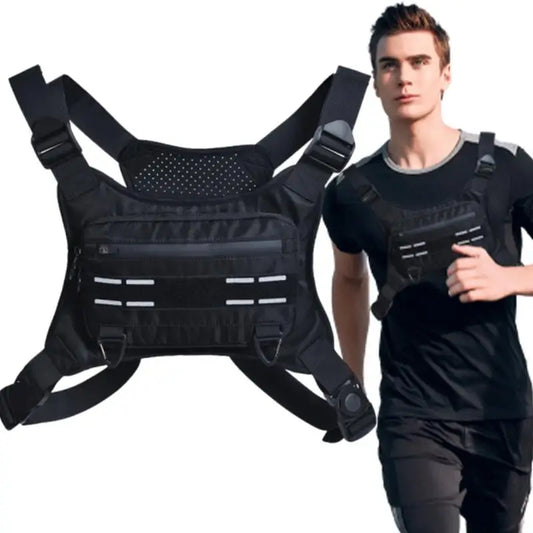 Chest Bag Running, Vest Bag Reflective, Chest Pack With Phone Holder Breathable Cycling