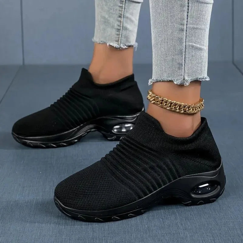 Women Running Trainning Sneakers Female Air Cushion Causal Sport Shoes Slip On Walking Sock