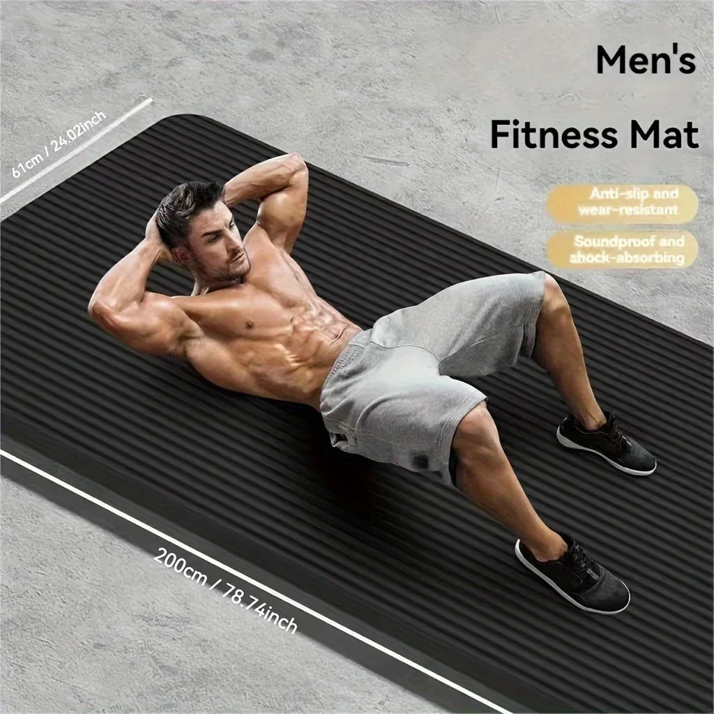 1 thick non-slip black yoga mat - durable NBR rubber