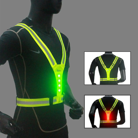 LED Reflective Vest Light Up Running, Cycling Safety Vest USB Rechargeable 3 Light Modes for Night Running