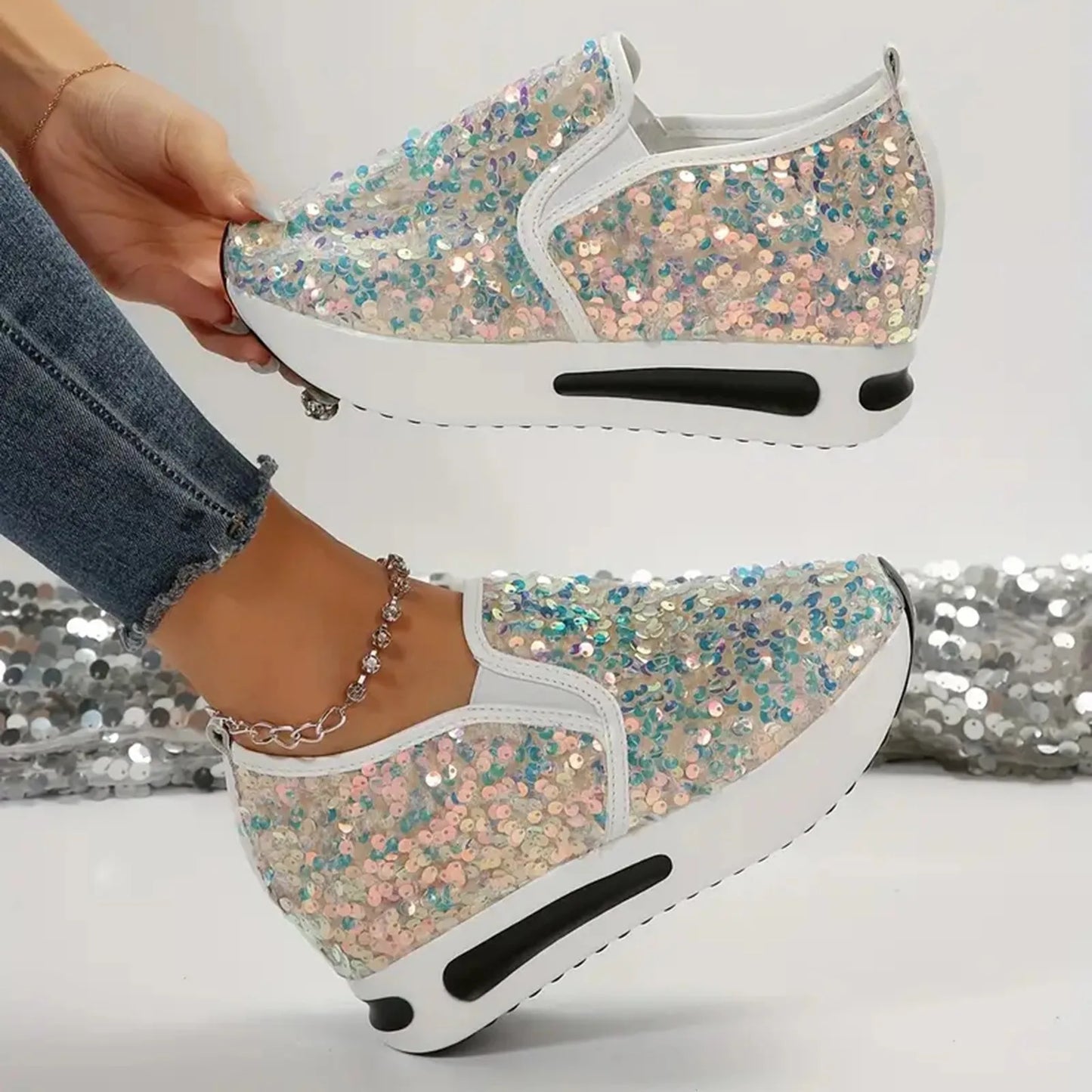Sneakers Women Sequines Shoes