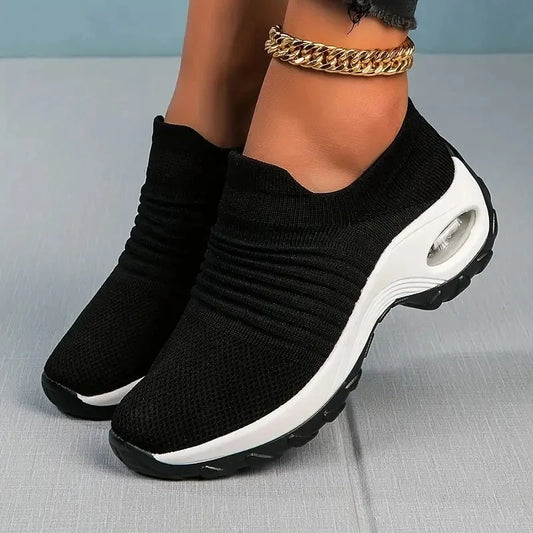 Women Running Trainning Sneakers Female Air Cushion Causal Sport Shoes Slip On Walking Sock