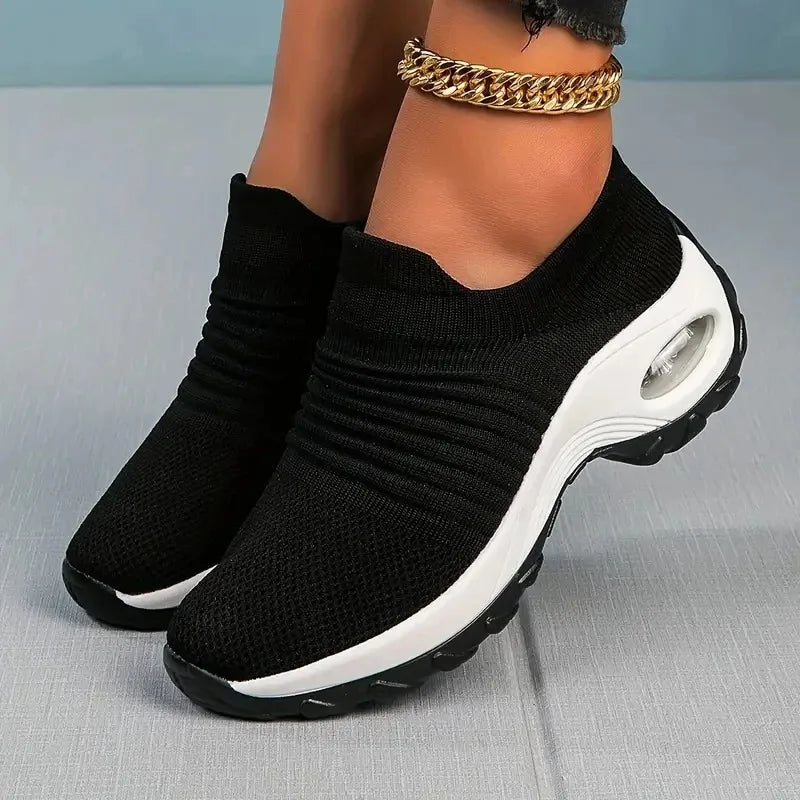 Women Running Trainning Sneakers Female Air Cushion Causal Sport Shoes Slip On Walking Sock