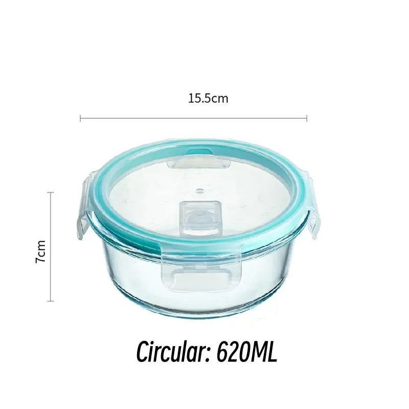 High Borosilicate Glass Lunch Box Microwave Heating Sealed Bento Boxes
