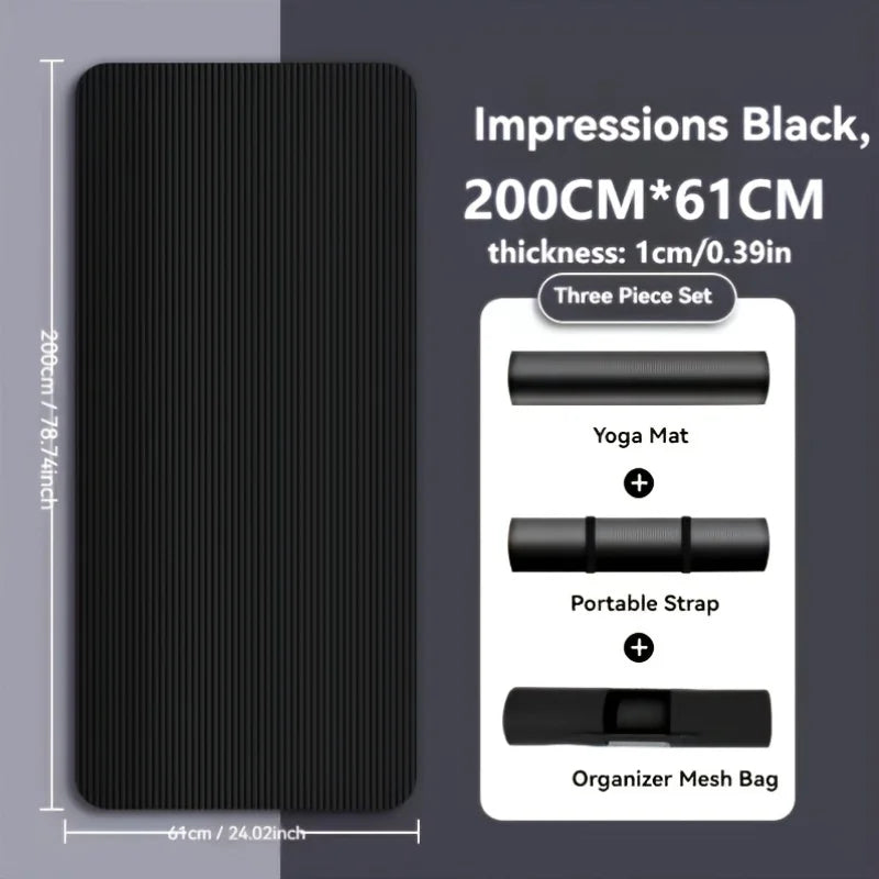 1 thick non-slip black yoga mat - durable NBR rubber