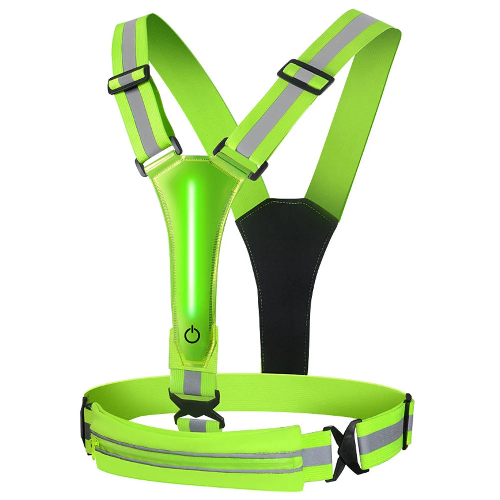 LED Reflective Vest Light Up Running, Cycling Safety Vest USB Rechargeable 3 Light Modes for Night Running