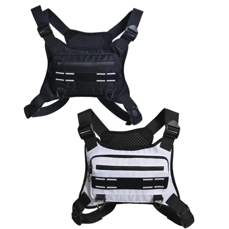 Chest Bag Running, Vest Bag Reflective, Chest Pack With Phone Holder Breathable Cycling