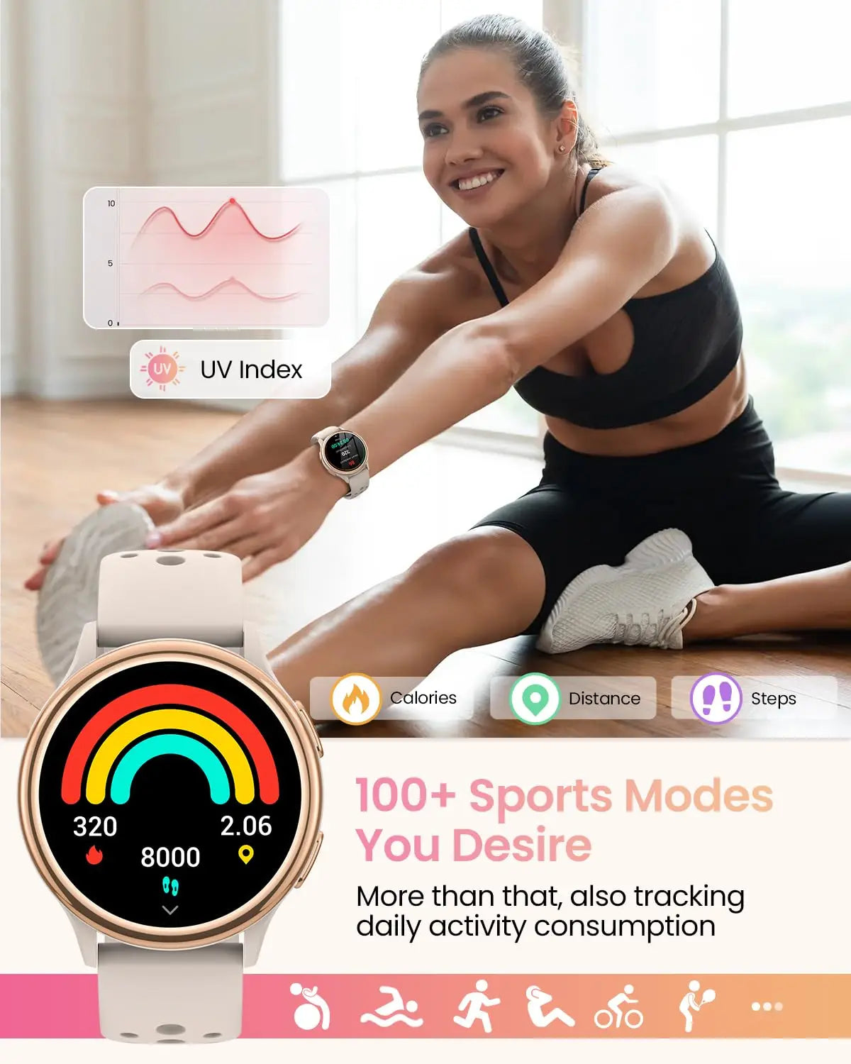 Women [400+Watch Faces/Calls/Female Health], 1.27" for iPhone ＆ Android