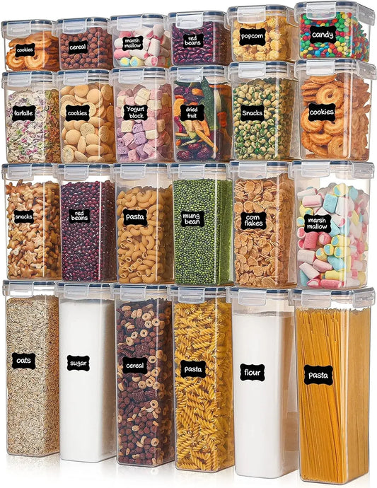 Airtight Food Storage Containers with Lids, 24 pcs Plastic Kitchen and Pantry