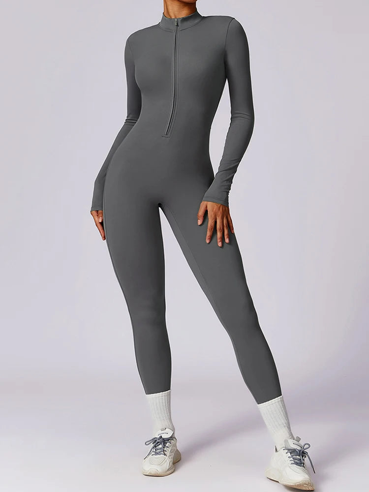 Summer Zipper Workout Jumpsuit Sports Overalls Women Gym Clothing
