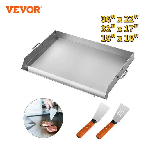 VEVOR Stainless Steel Griddle Flat Top Grill Frying Pan with Handles
