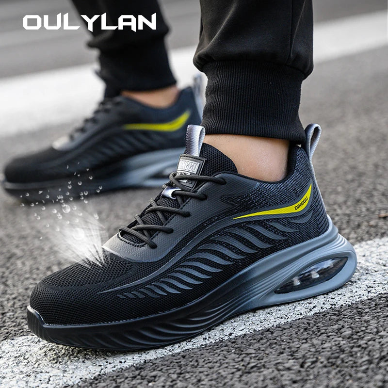 OULYLAN Mens Work Safety Shoes Summer Breathable Sneakers