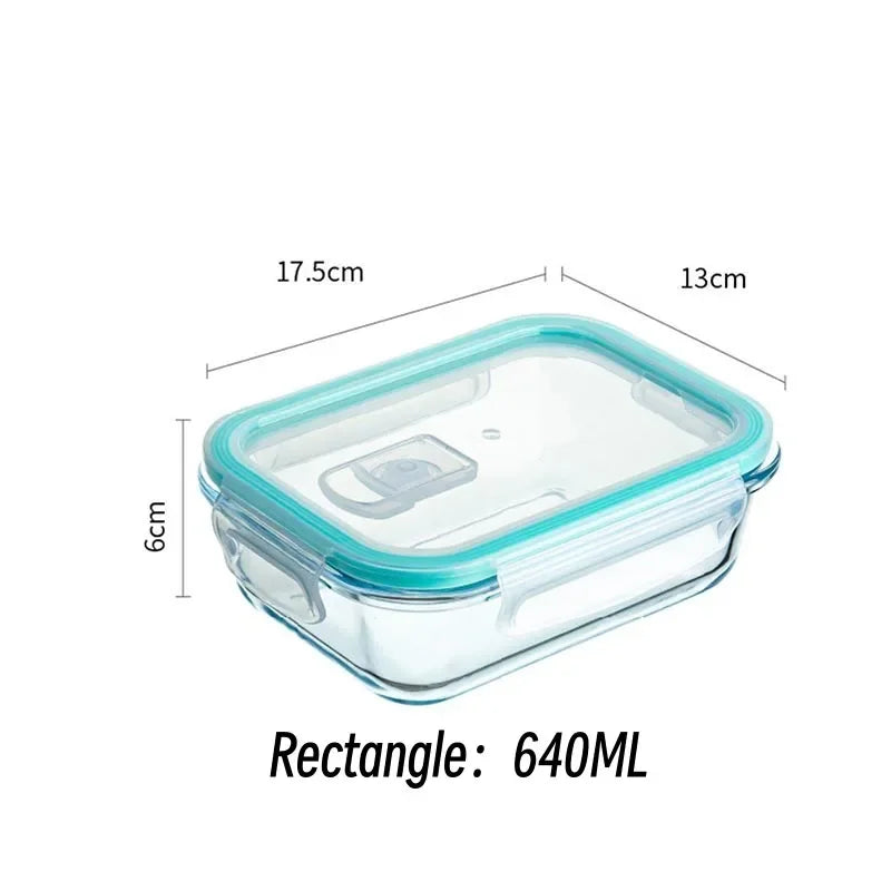 High Borosilicate Glass Lunch Box Microwave Heating Sealed Bento Boxes