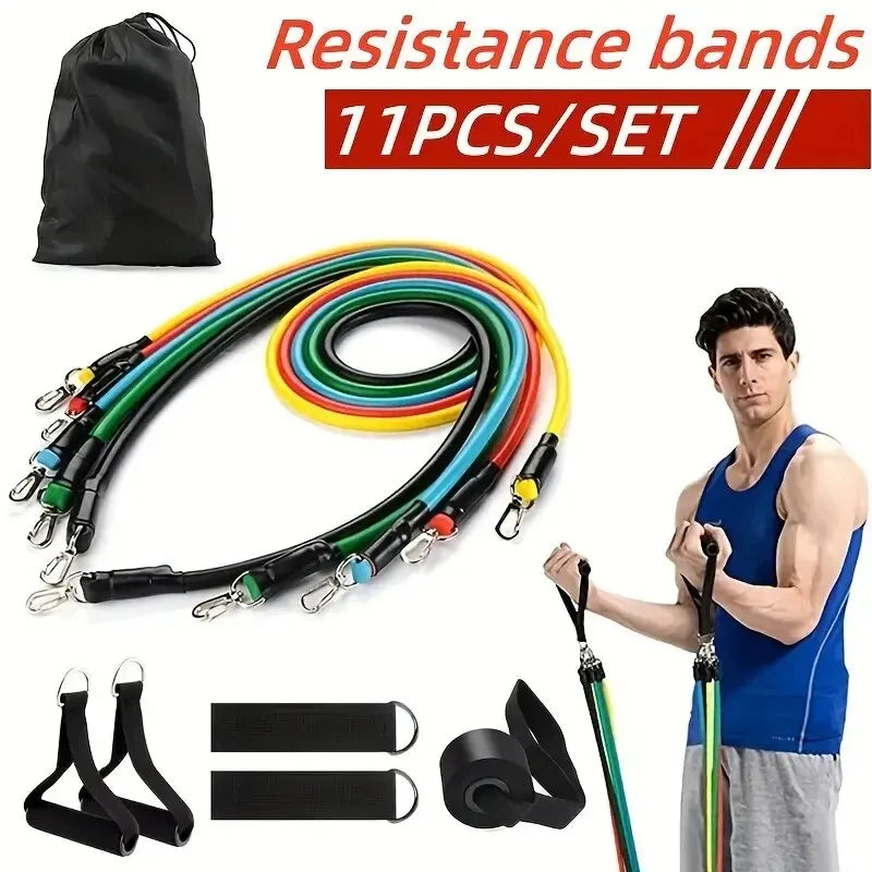 11pcs TPE Resistance Band Set Fitness Band Pull Rope Elastic Training