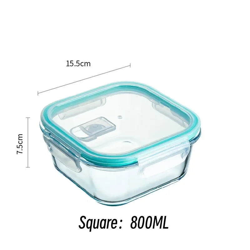 High Borosilicate Glass Lunch Box Microwave Heating Sealed Bento Boxes