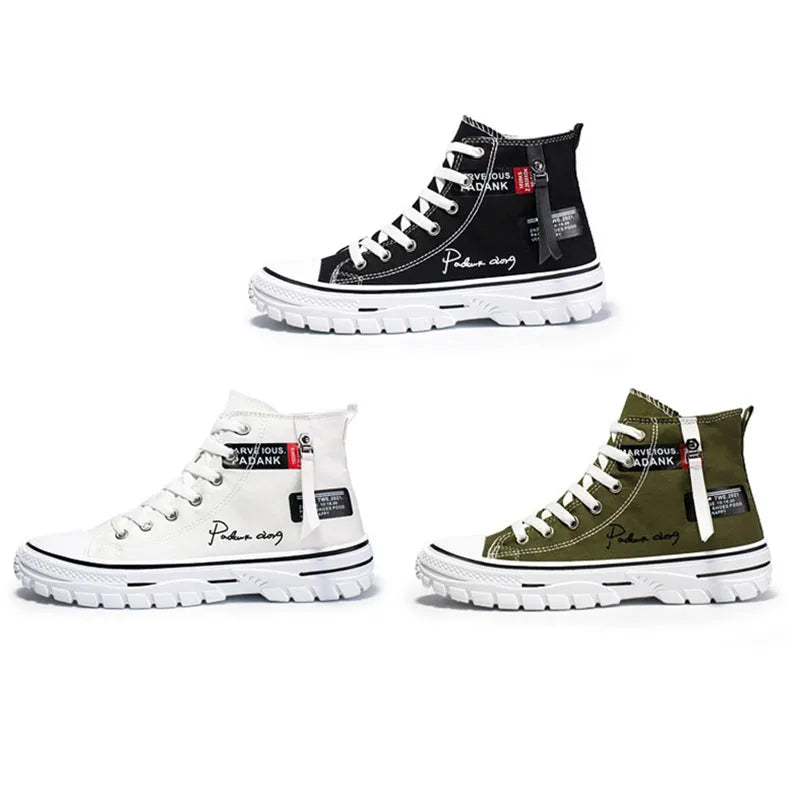Fashion Style Footwear Men's Shoes Casual Non-slip Wear-resistant High Top Breathable Canvas