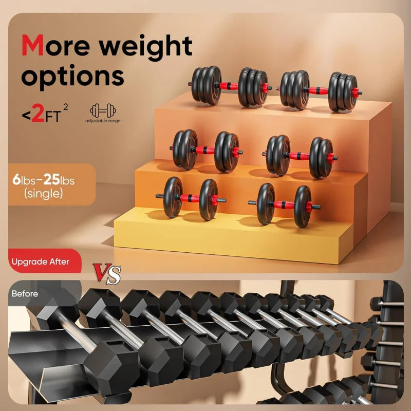 AQAdjustable ,10/25/35/55/70/90lbs Free Weight with Connector,4 in1 Dumbbells