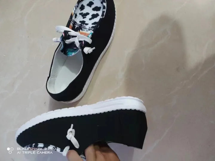 Cow Print Canvas Shoes Men Low Animal Printed Men Streetwear Man Skateboard Shoes
