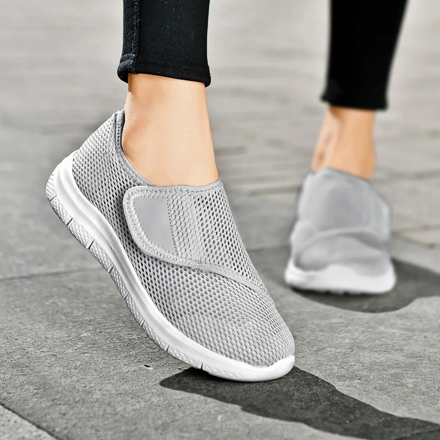 Women Slip On Sneaker Breathable Walking Shoes, For Swollen Feet Soft Sole Flats