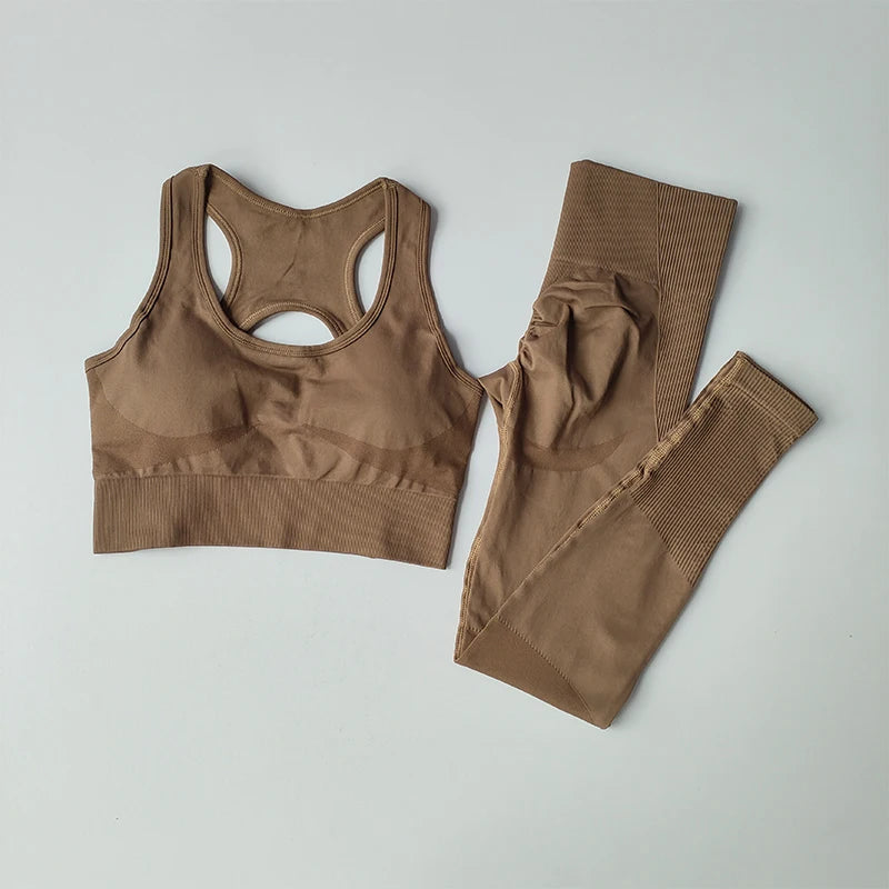 2PCS Sports Bra Women's Set Professional Fitness Tank Top Bra Shockproof