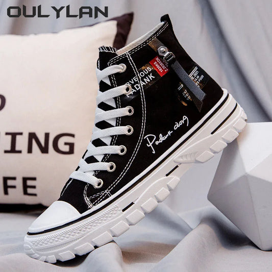 Fashion Style Footwear Men's Shoes Casual Non-slip Wear-resistant High Top Breathable Canvas