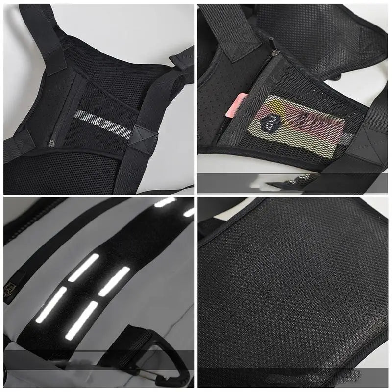 Chest Bag Running, Vest Bag Reflective, Chest Pack With Phone Holder Breathable Cycling