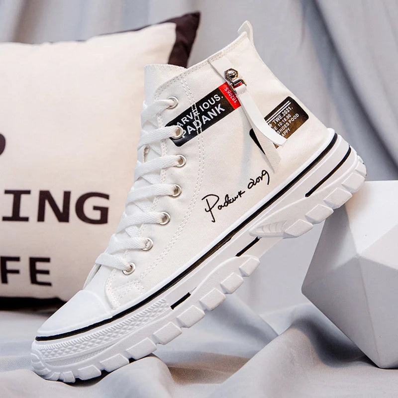 Fashion Style Footwear Men's Shoes Casual Non-slip Wear-resistant High Top Breathable Canvas