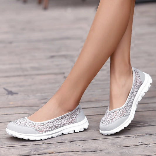 Women Breathable Lace Up Shoes Lightweight Mesh Work Shoes
