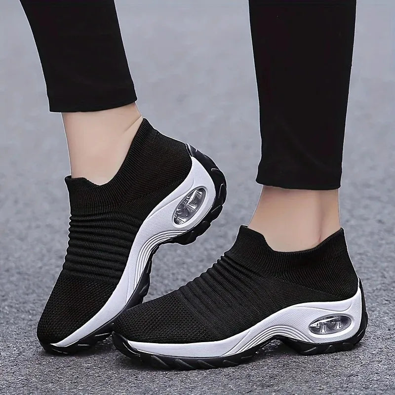 Women Running Trainning Sneakers Female Air Cushion Causal Sport Shoes Slip On Walking Sock