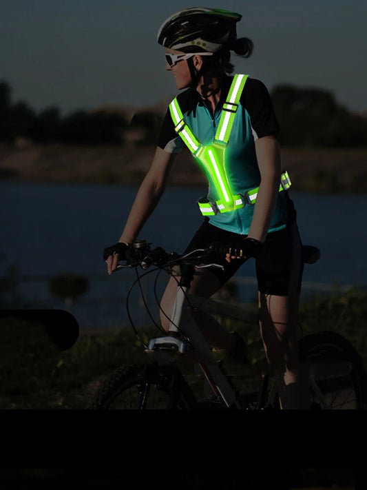 Vest USB Rechargeable Reflective Security Vest Adjustable Night Running Riding Clothing High