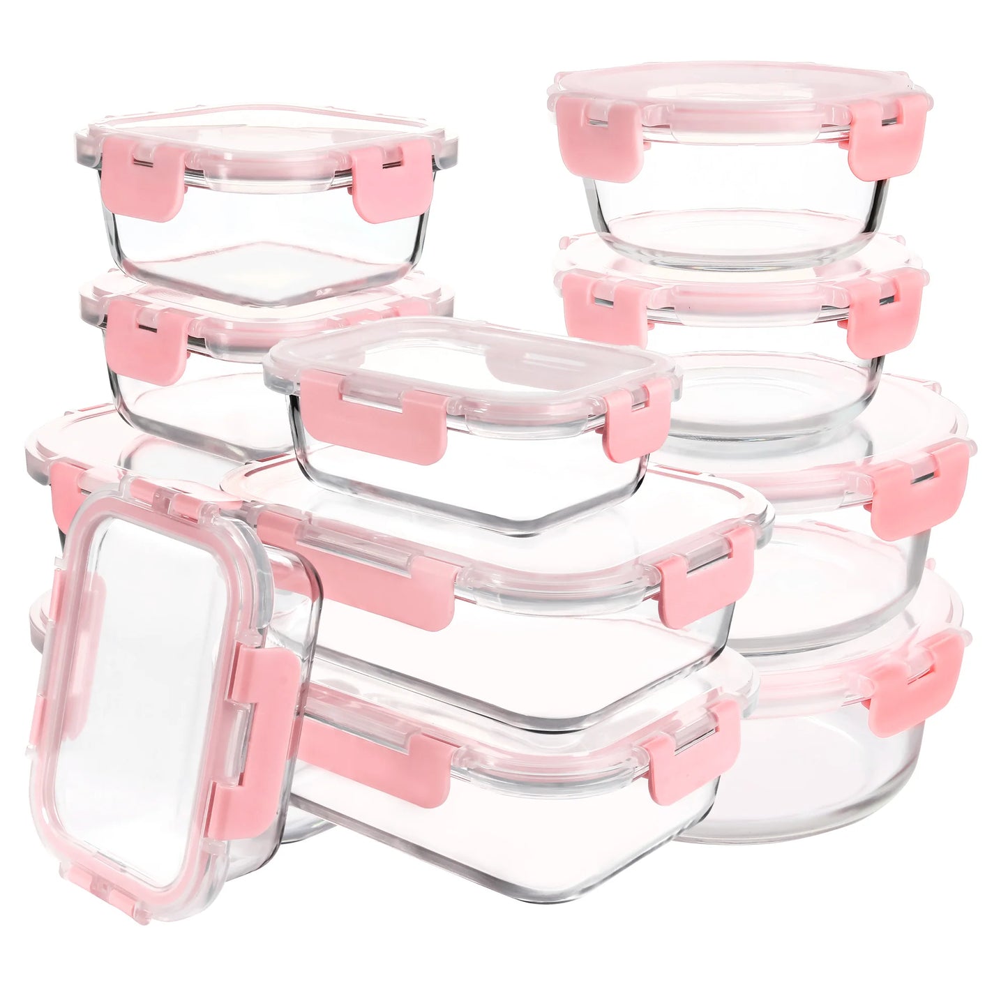 Glass Food Storage Containers with Lids, [24 Piece] Meal Prep Containers for Food Storage.