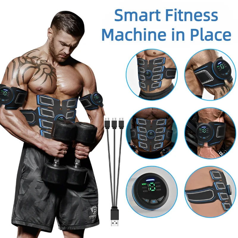 7PCS Rechargeable Abdominal Muscle Trainer Portable Massager Electronic