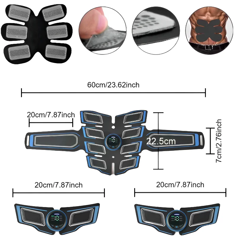 7PCS Rechargeable Abdominal Muscle Trainer Portable Massager Electronic