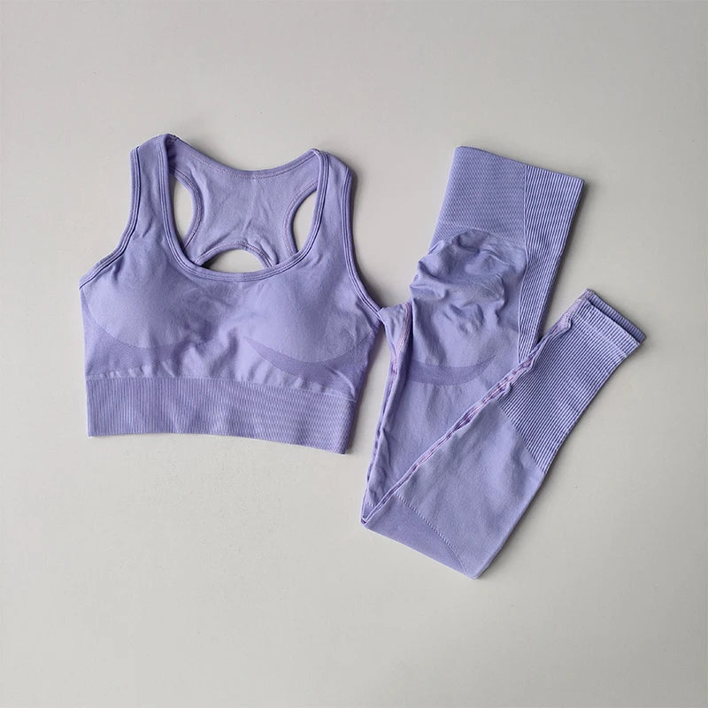 2PCS Sports Bra Women's Set Professional Fitness Tank Top Bra Shockproof