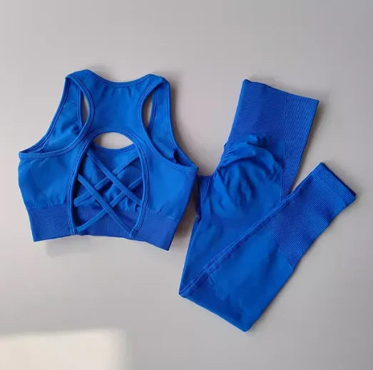2PCS Sports Bra Women's Set Professional Fitness Tank Top Bra Shockproof