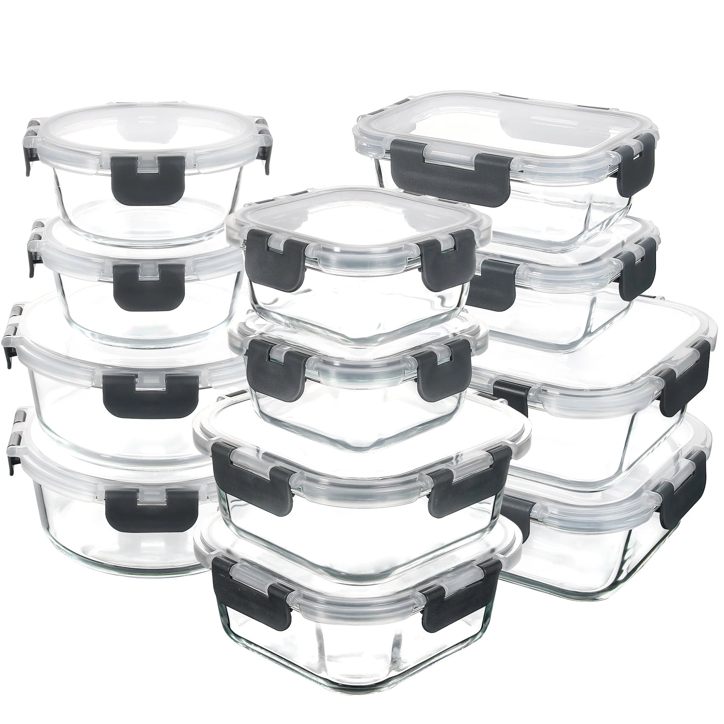 Glass Food Storage Containers with Lids, [24 Piece] Meal Prep Containers for Food Storage.
