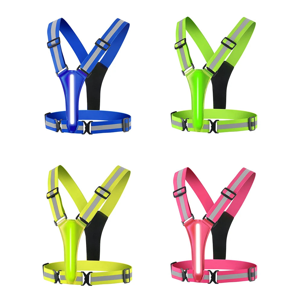Vest USB Rechargeable Reflective Security Vest Adjustable Night Running Riding Clothing High