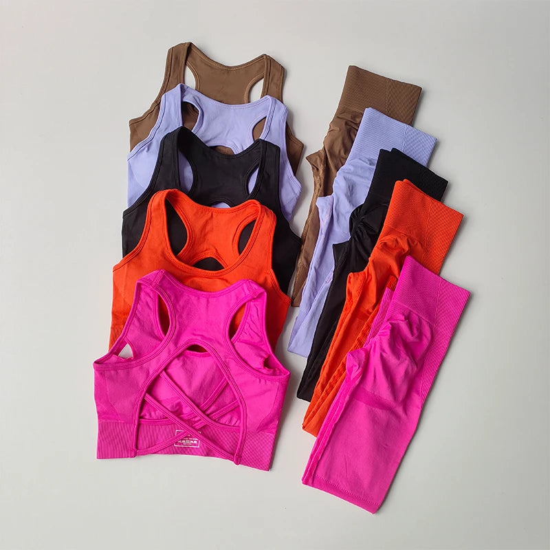 2PCS Sports Bra Women's Set Professional Fitness Tank Top Bra Shockproof