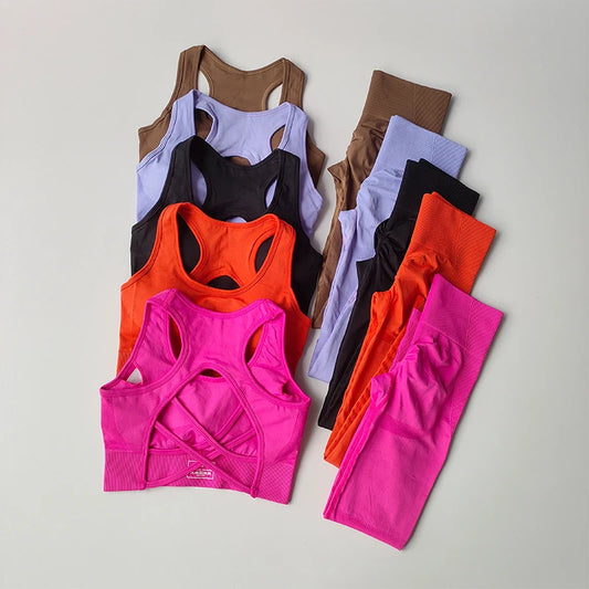 2PCS Sports Bra Women's Set Professional Fitness Tank Top Bra Shockproof