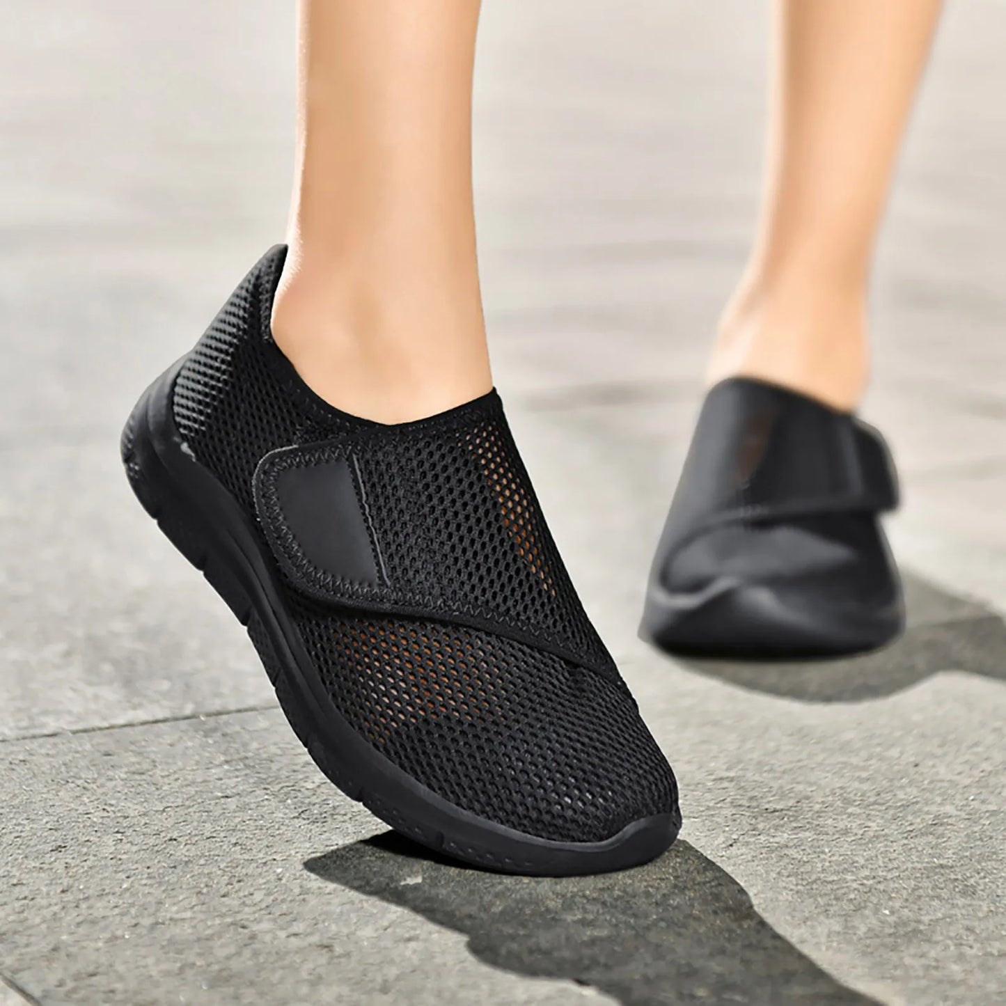 Women Slip On Sneaker Breathable Walking Shoes, For Swollen Feet Soft Sole Flats
