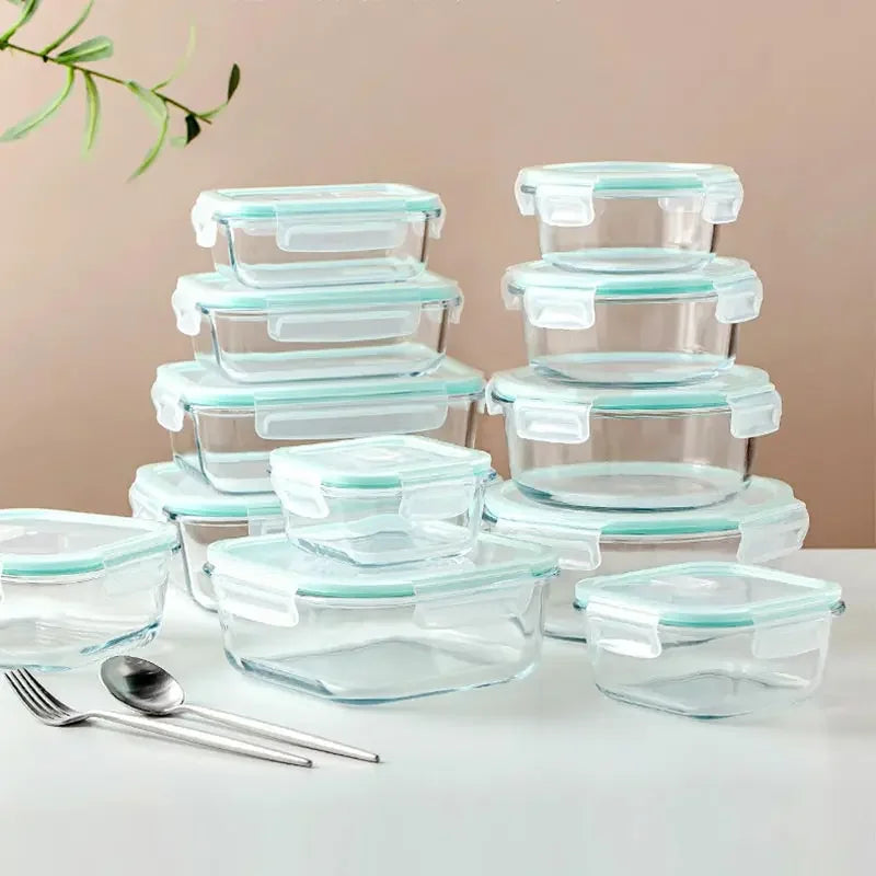 High Borosilicate Glass Lunch Box Microwave Heating Sealed Bento Boxes