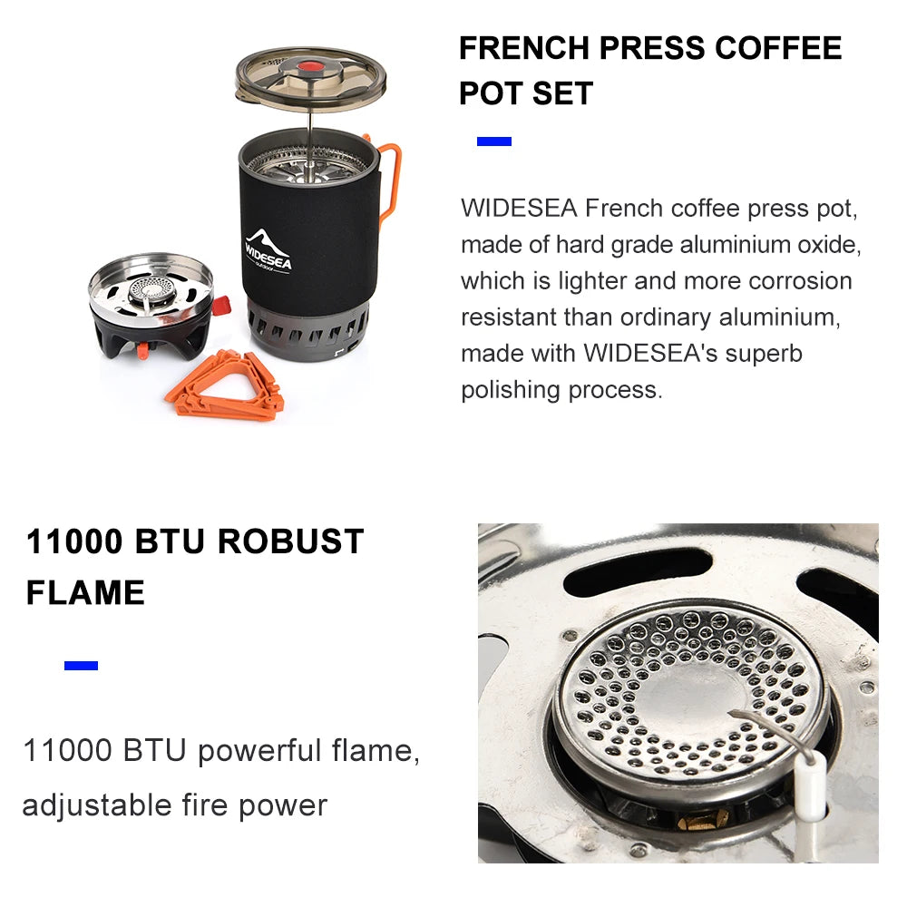 Widesea Camping Cooking System with Heat Exchanger Outdoor Gas Stove Burner Tourist