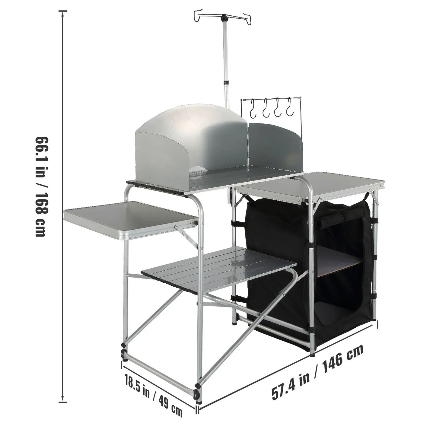 VEVOR Camping Outdoor Kitchen Table Cabinet Foldable Folding Cooking Storage